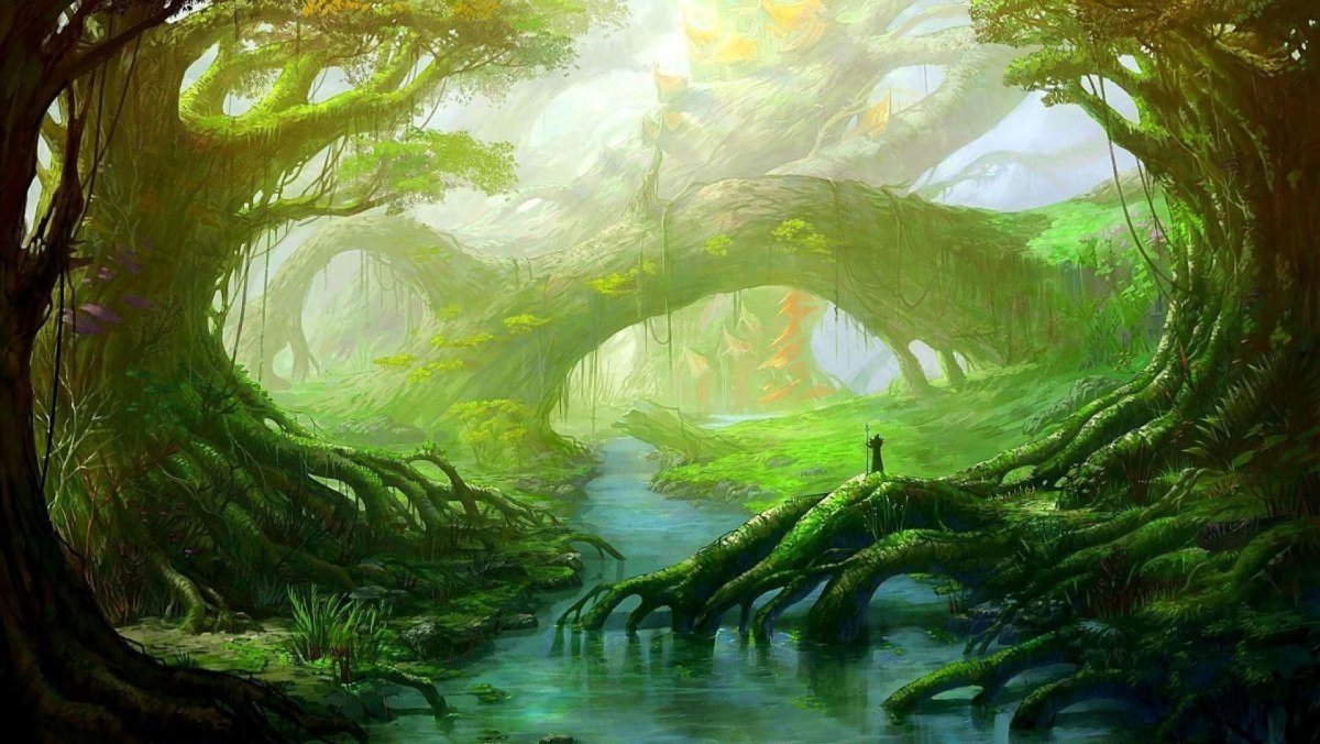 Волшебный лес с озером